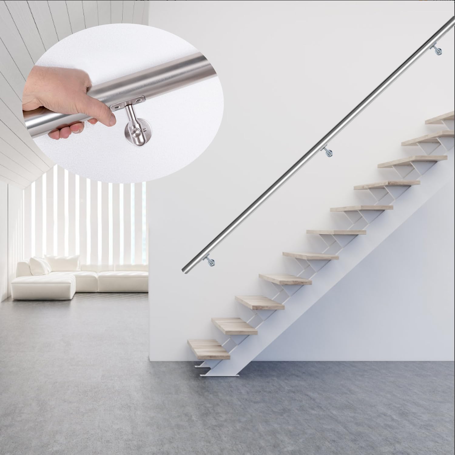 Soporte Pasamanos Ajustable Acero Inoxidable, 2 Piezas Soportes Baranda Barandilla Pasamano, Barandillas Accesorios Escaleras, para Protección de Seguridad en Escaleras, Pasillos, Baños etc