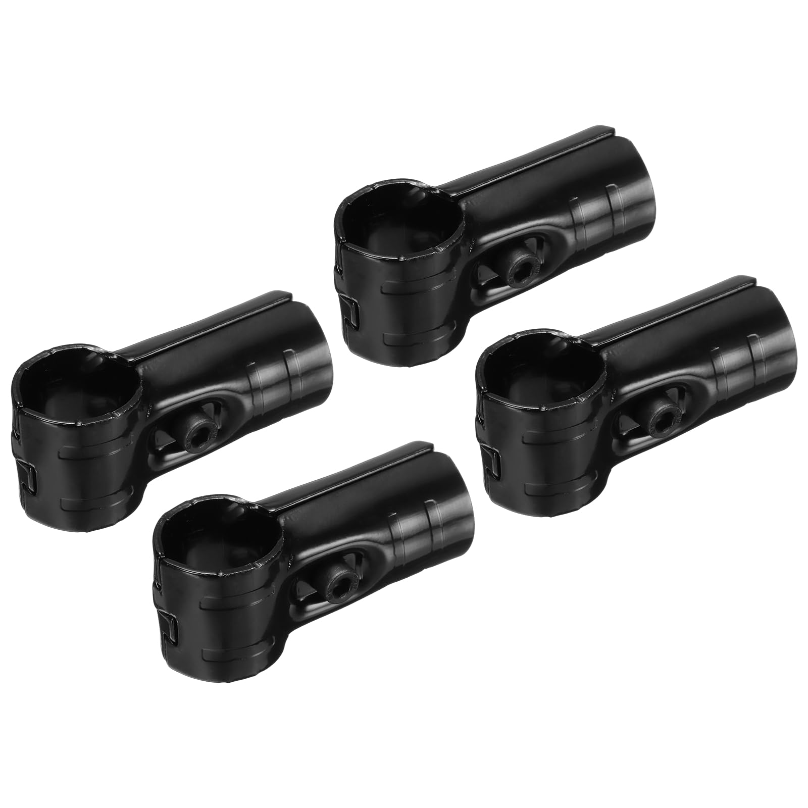 sourcing map 4Pcs End Rail Clamps 1-1/8" Carbon Steel Electrophoretic t Pipe Clamp T-Shaped Chain Link Fence End Rail Clamps for 1-1/8" OD Pipe with Bolts & Nuts for Fences Handrails, Black