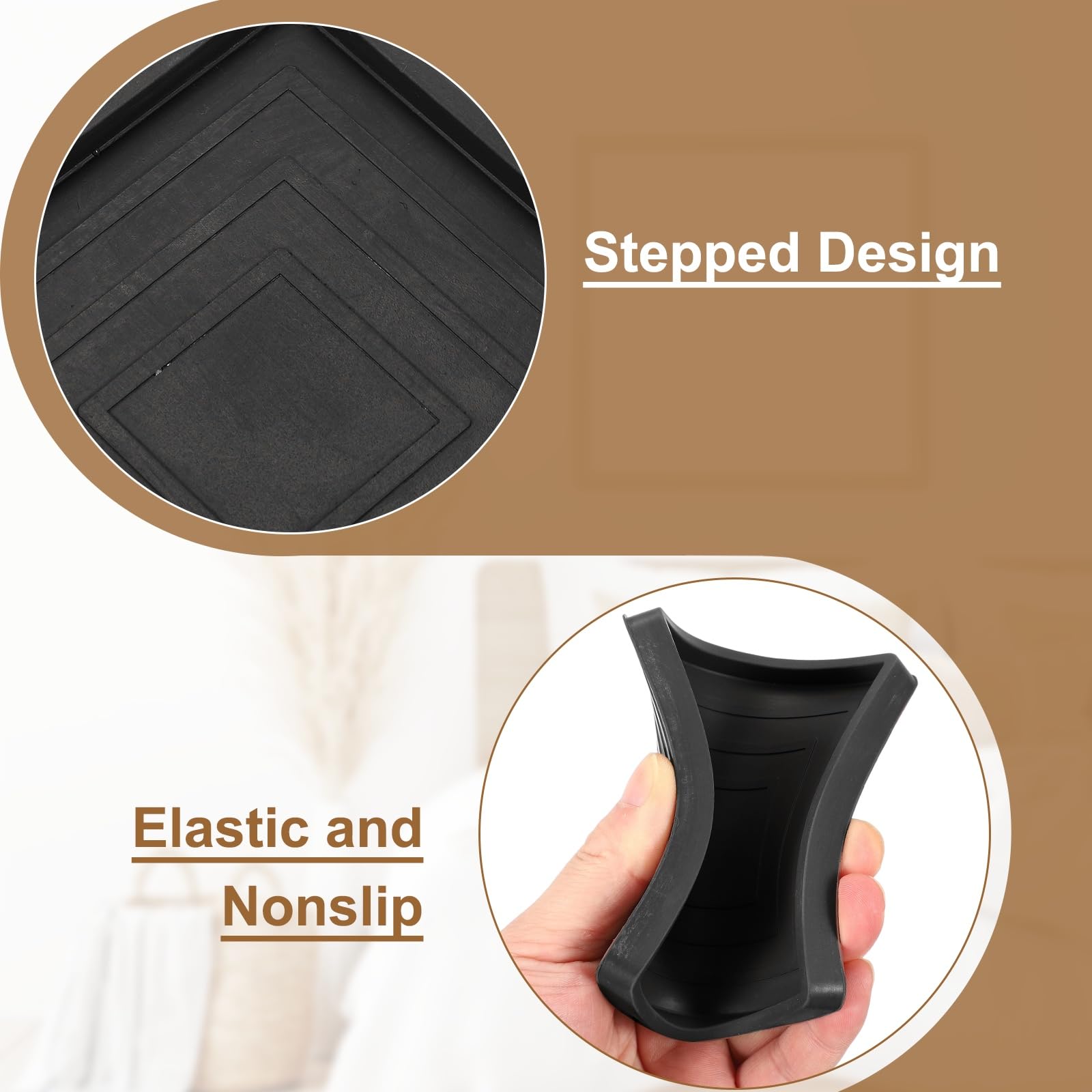 QUARKZMAN 32 Piezas De Protectores De Suelo Cuadrados para Patas De Muebles De 3.9x3.9 De Goma Antideslizantes para Suelos De Madera Negros (Adecuados para Patas De Silla De 3.5 Pulgadas)