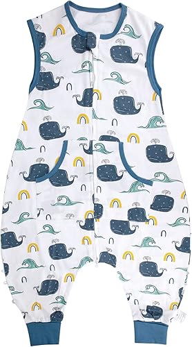 Miniatura 8 de NOUJULOUN Saco de dormir para niños pequeños, saco de dormir con pies, saco de dormir para caminar, saco de dormir con piernas, 0.5 tog