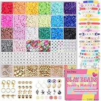 BestNow Clay Beads Bracelet Making Kit 5000 Pcs Friendship Bracelet Kits Flat Beads for Jewelry Making Polymer Heishi Beads Set for Bracelet Necklace DIY Crafts Gift for Girls Ages 6-12