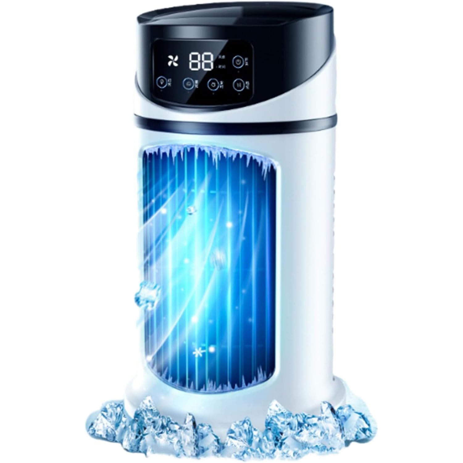CWCQGH Portable Air Conditioner 3-in-1 Mini Air Cooler With 6Wind Speed & 300ml Water Tank Air Conditioner with Digital Display & 6hTiming Cooling Fan Humidifier for Home Office,1 Piece-15.5 * 24cm