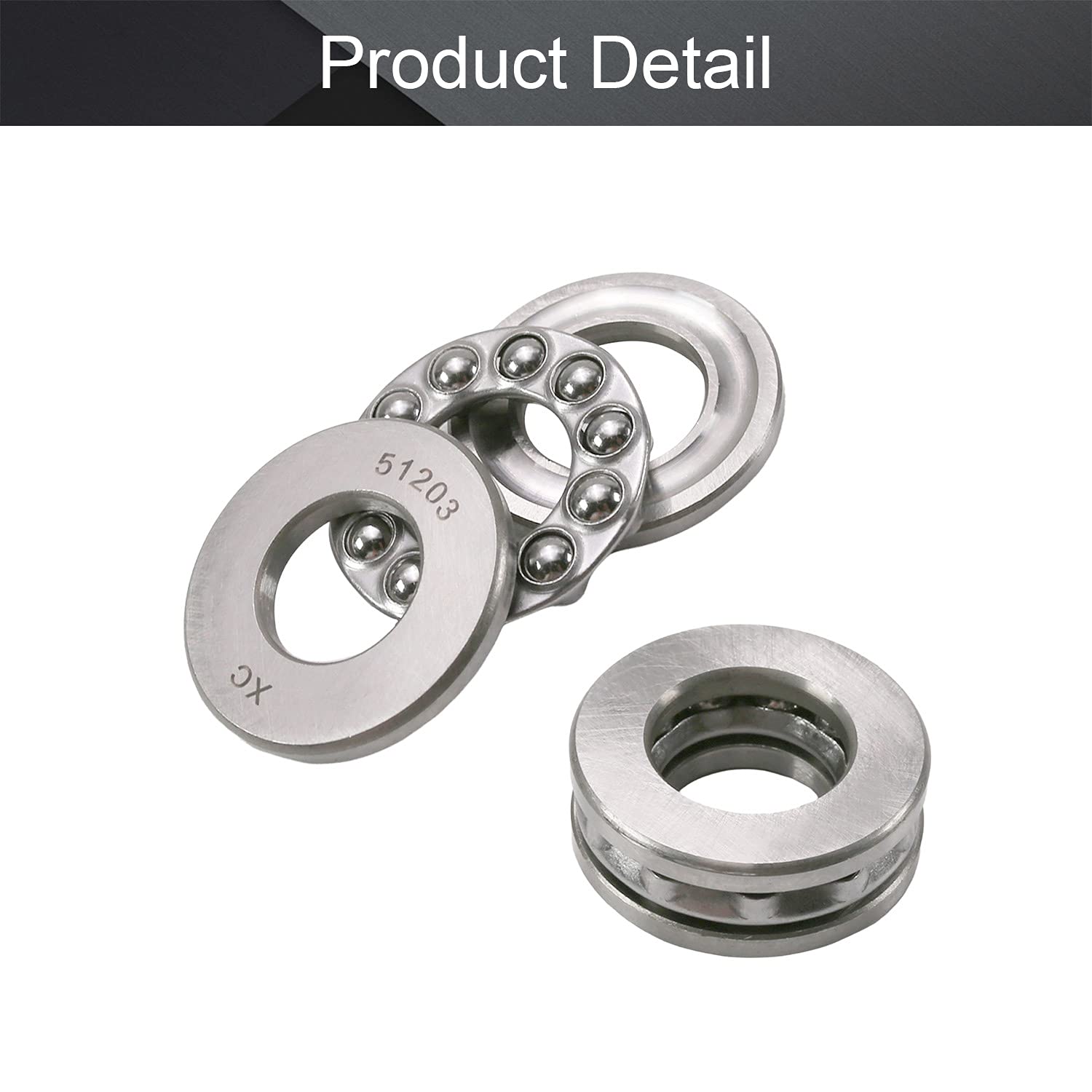 Othmro 51203 Druckkugellager – 17x35x12 Mm – Chromstahl, Einseitig Wirkend – 3 Stück – Für Axialen Lasten