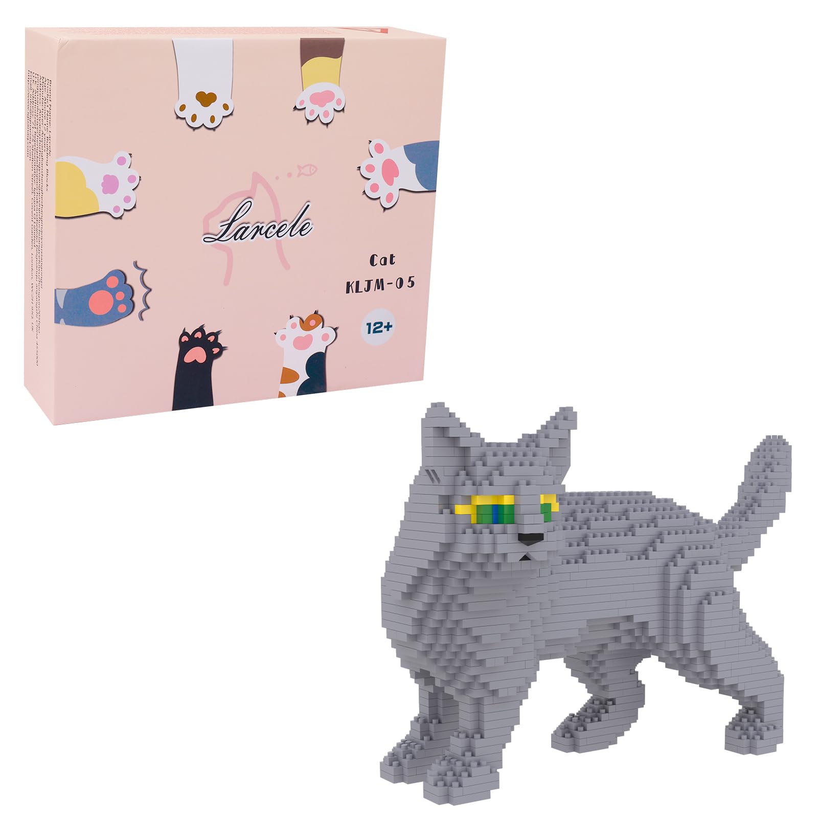 Mini Bouwstenen Kat Set, 4 STKS Miniatuur Kat Figuren Kit Model, Klem