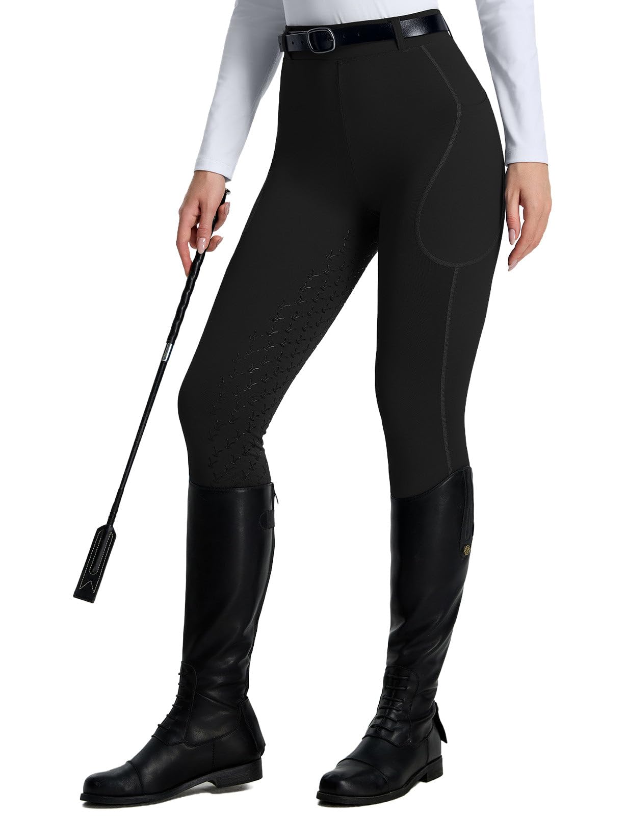 baleaf Leggings de equitación para mujer, pantalones de equitación para mujer, mallas ecuestres de asiento completo, agarre de silicona, para invierno, con bolsillos