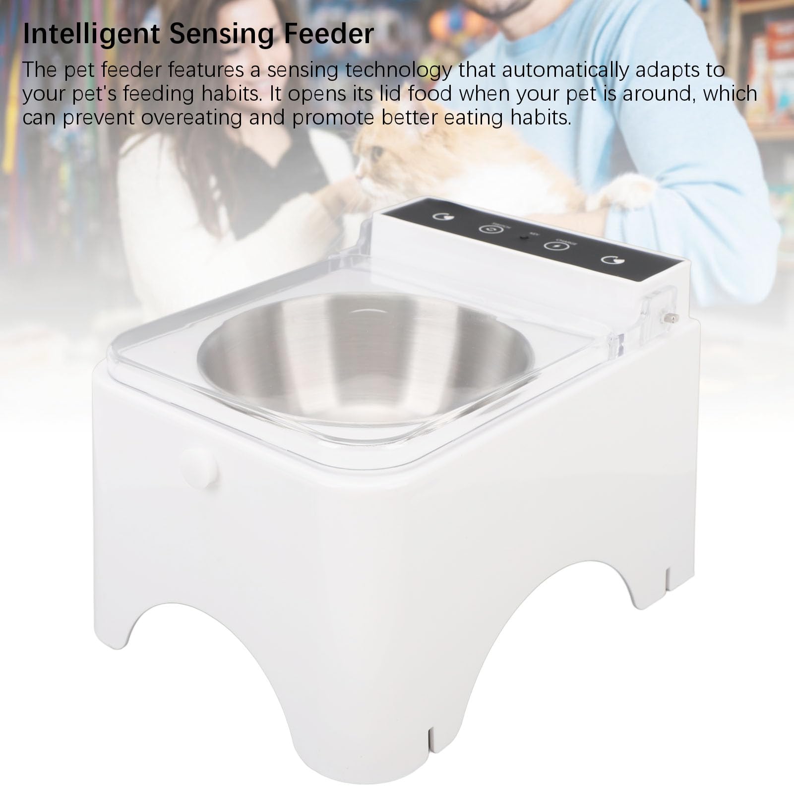 Alomejor Mangiatoia con Rilevamento Automatico per Gatti Design Intelligente, Igienico e Robusto per Animali Domestici da Interni Soluzione di Alimentazione 21 X 16 X 15 Cm (stile 1)