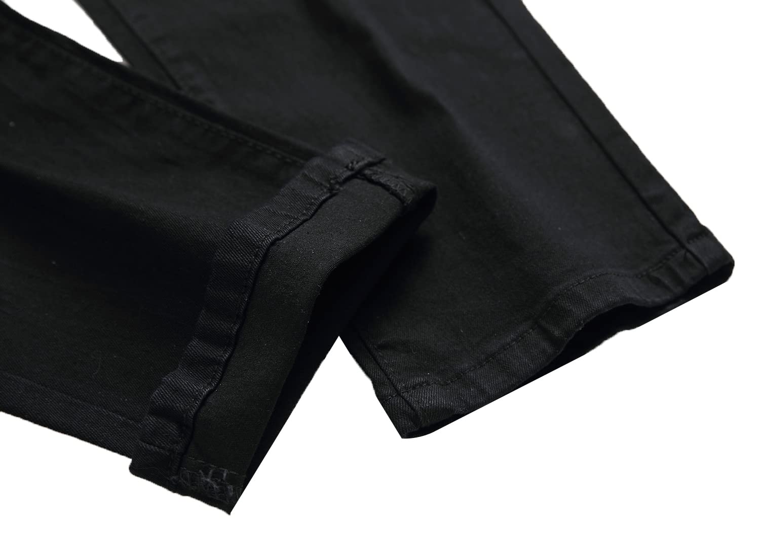 Jeans da motociclista slim fit da uomo, pantaloni in denim da moto strappati elasticizzati distrutto, Nero-strappato, 48