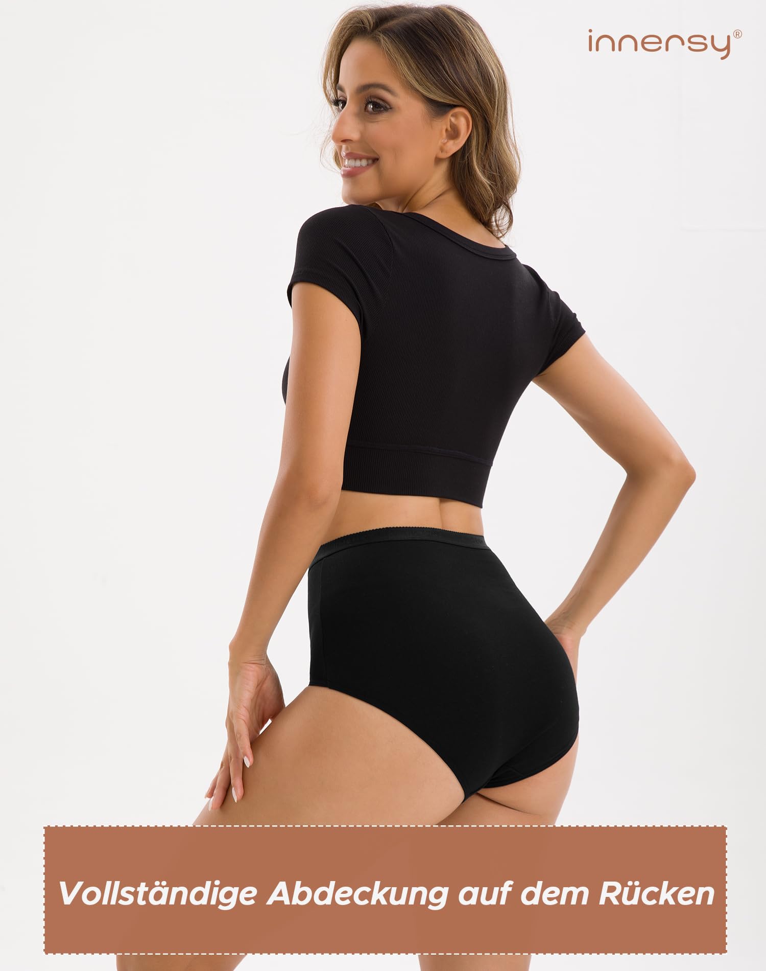 INNERSY Mutande Donna Vita Ultra Alta Slip Cotone Elasticizzato Mutandine Comode Intimo Pacco da 4