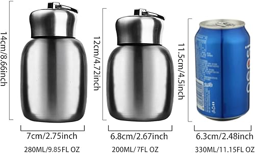 Miniatura 2 de Mini botella de agua aislada al vacío de 9.5 fl oz9.5 onzas, taza de viaje portátil a prueba de fugas, de acero inoxidable, frasco térmico frío y