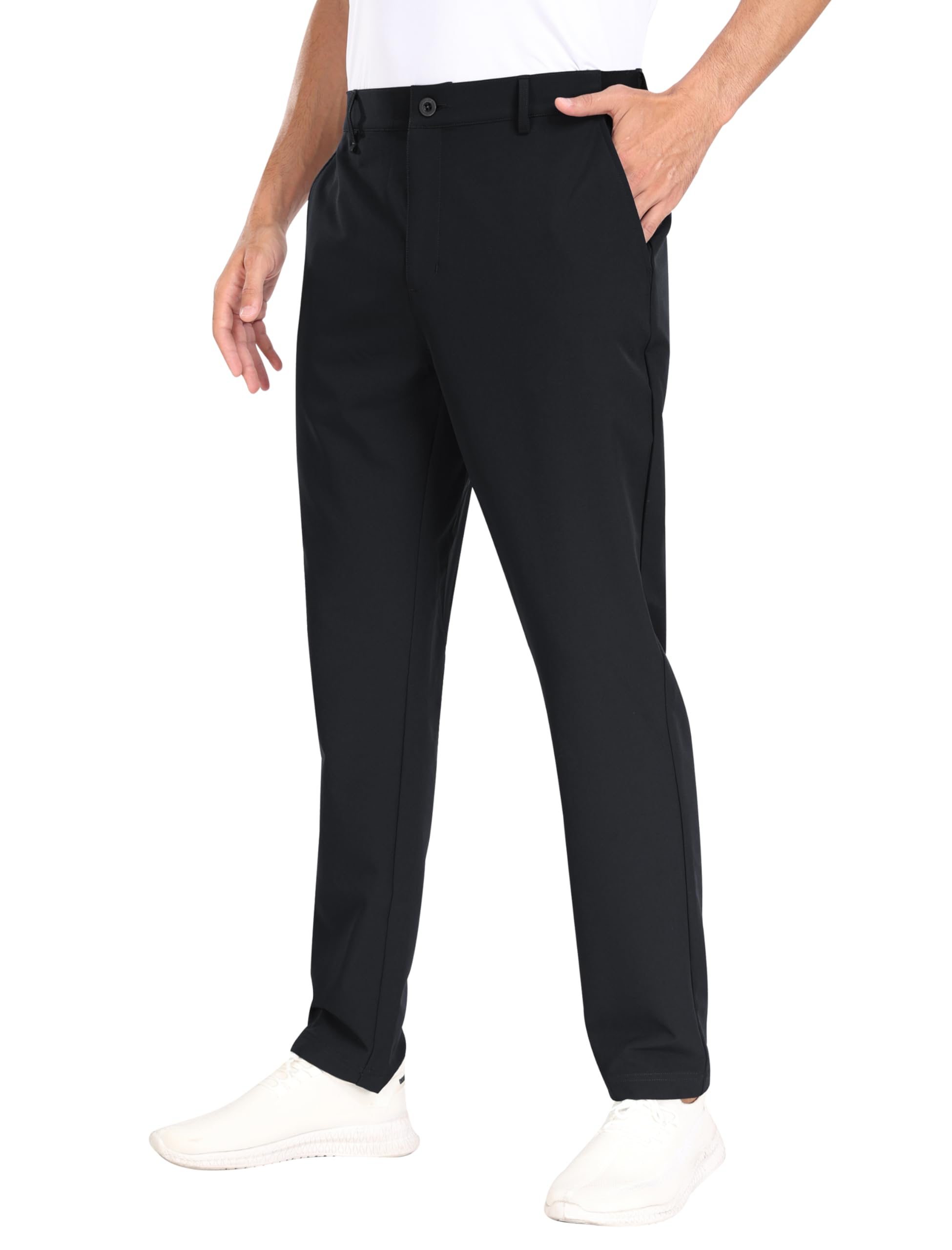 MoFiz Pantalones de Golf Hombre Elásticos Pantalón Largo de Oficina Trabajo Vestir Casuales Ligeros y Transpirables Pantalones Deporte Senderismo con Bolsillos