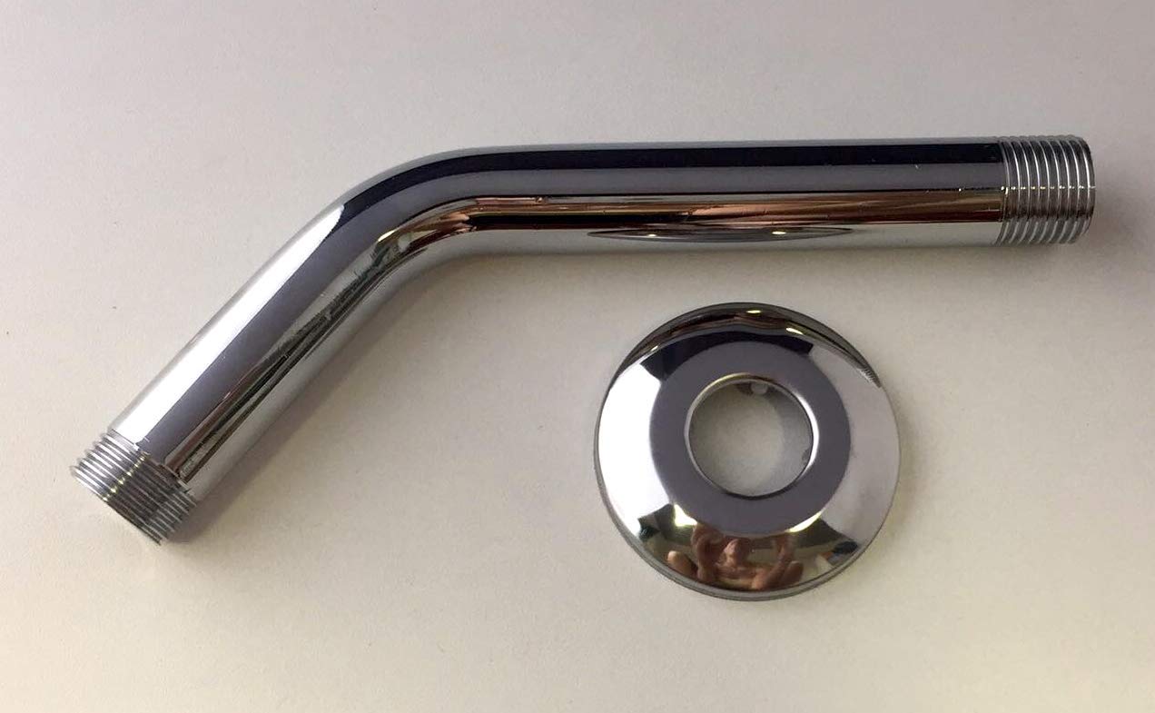 Braccio di Sostegno per Doccia Inclinato a 45° in Ottone Cromato – Lunghezza 10 cm, Ideale per Soffioni Doccia a Muro, Compatto e Robusto