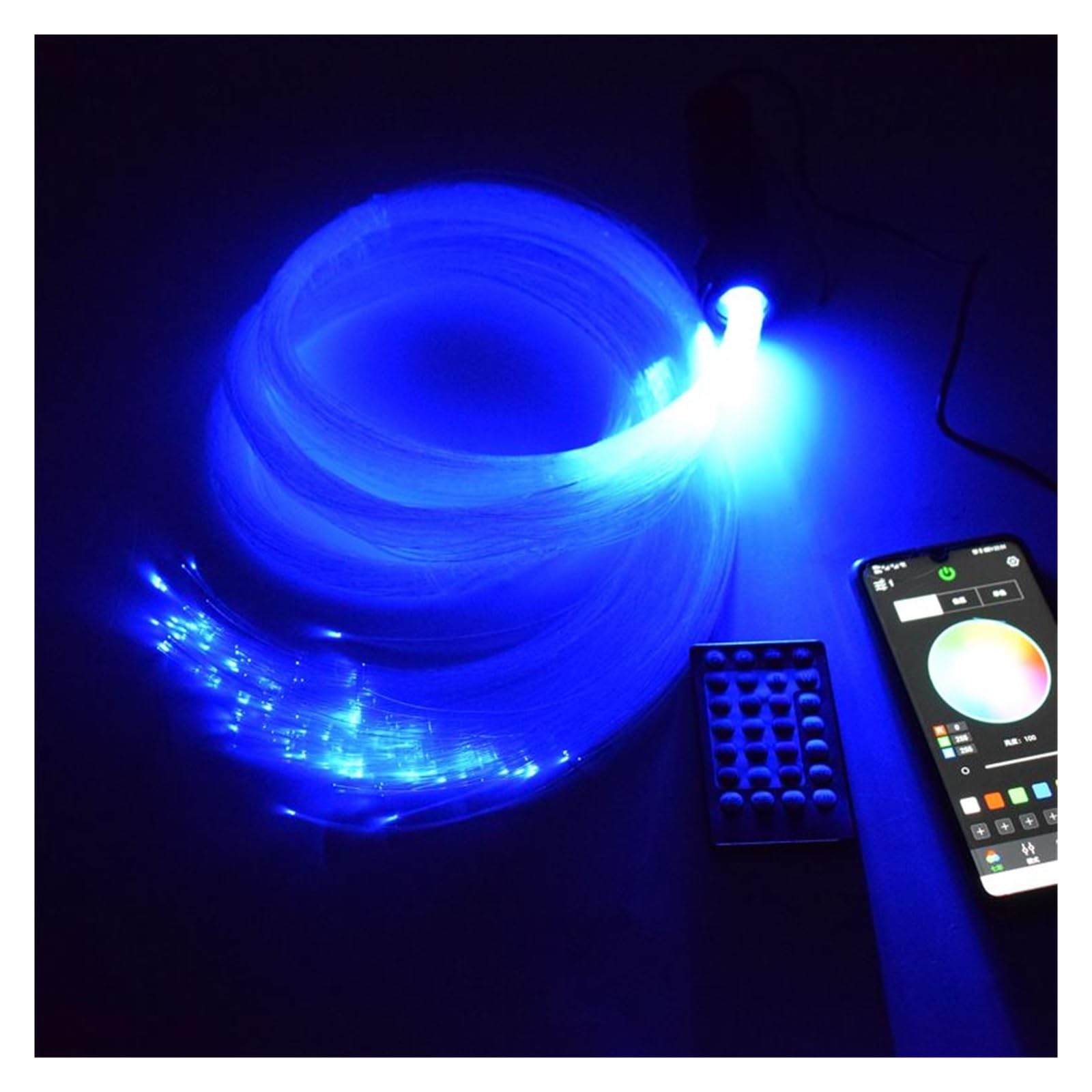 Oświetlenie wnętrza samochodu LED, Światła samochodowe LED światłowodowe, DC12V 6W RGB na dach samochodowy gwiazdki światła z kablem światłowodowym PMMA do oświetlenia sufitowego Światła nastrojowe w