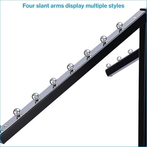Miniatura 2 de SSWBasics Black 4 Way Adjustable Clothing Rack with Slanted Arms - Retail Clothing Rack Display - Adjustable Height Arms from 48" to 72" Perfect for