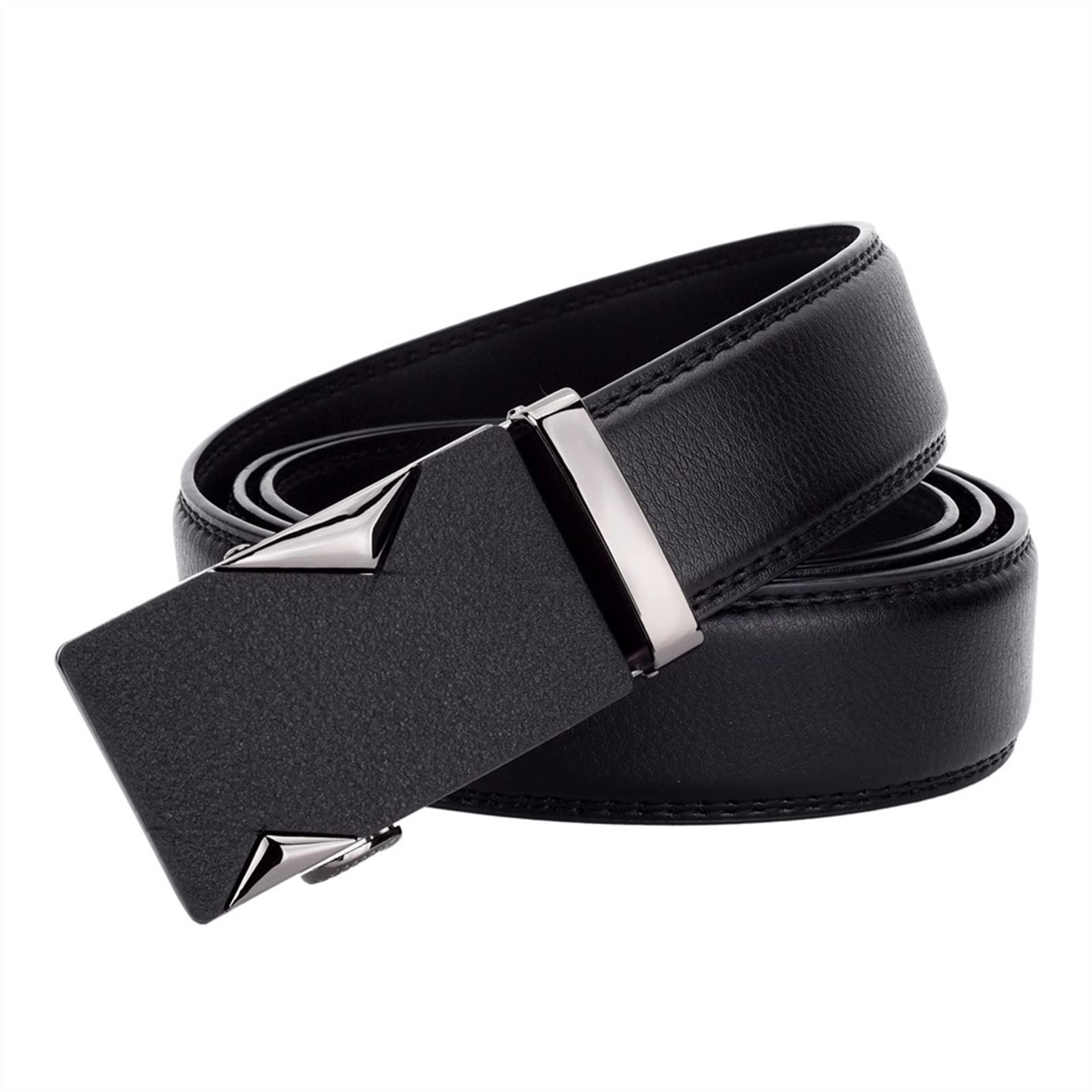 Cintura, Cinghie di Fibbia Automatica in Lega di Cinghia in Pelle for Uomini Regali di Larghezza 3,5 cm (Belt Length : Length 110cm, Color : Nero)