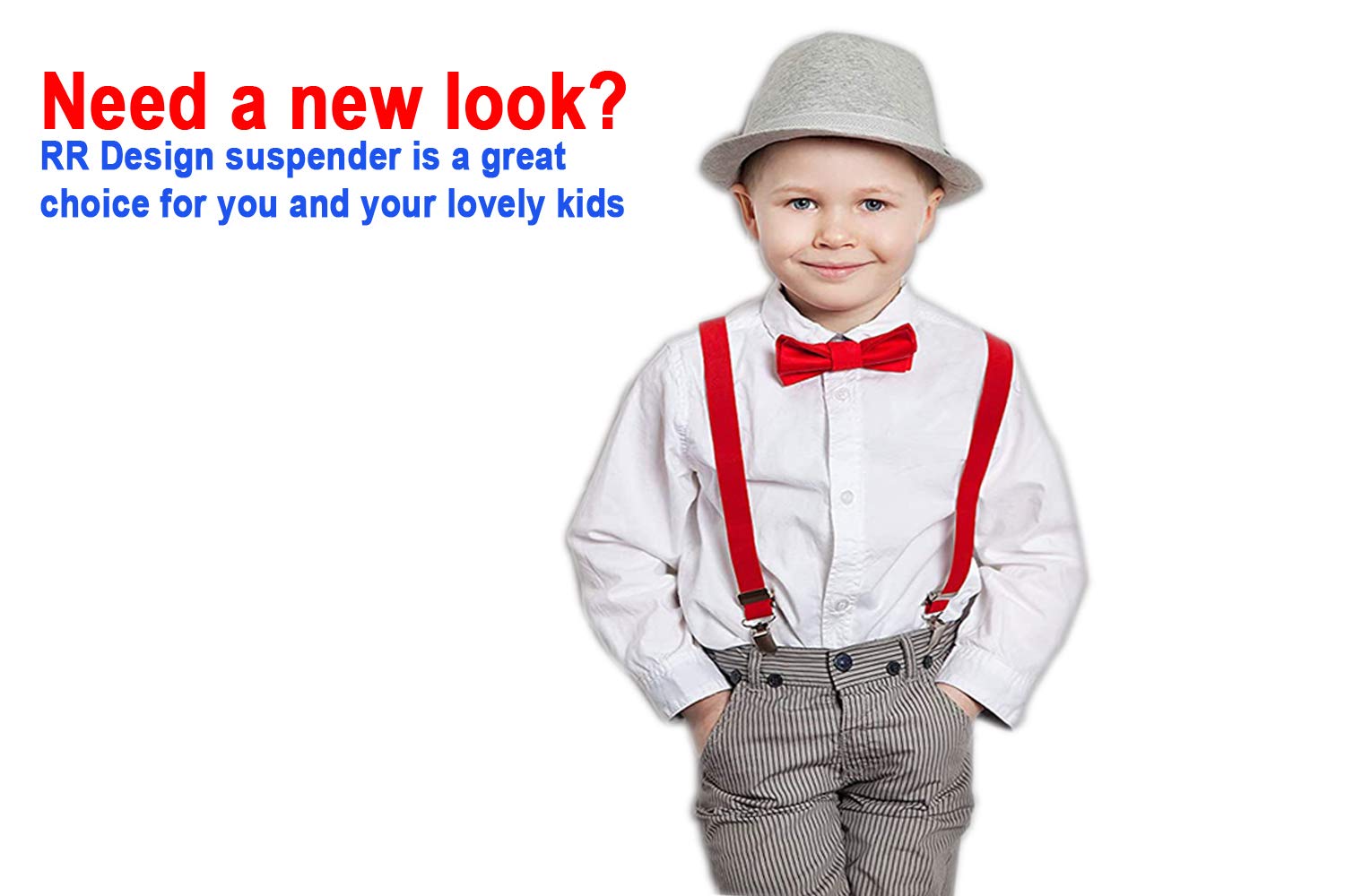 RR DESIGN suspenders for boys, kids,men and women (red, large men size) - Image 5 thumbnail