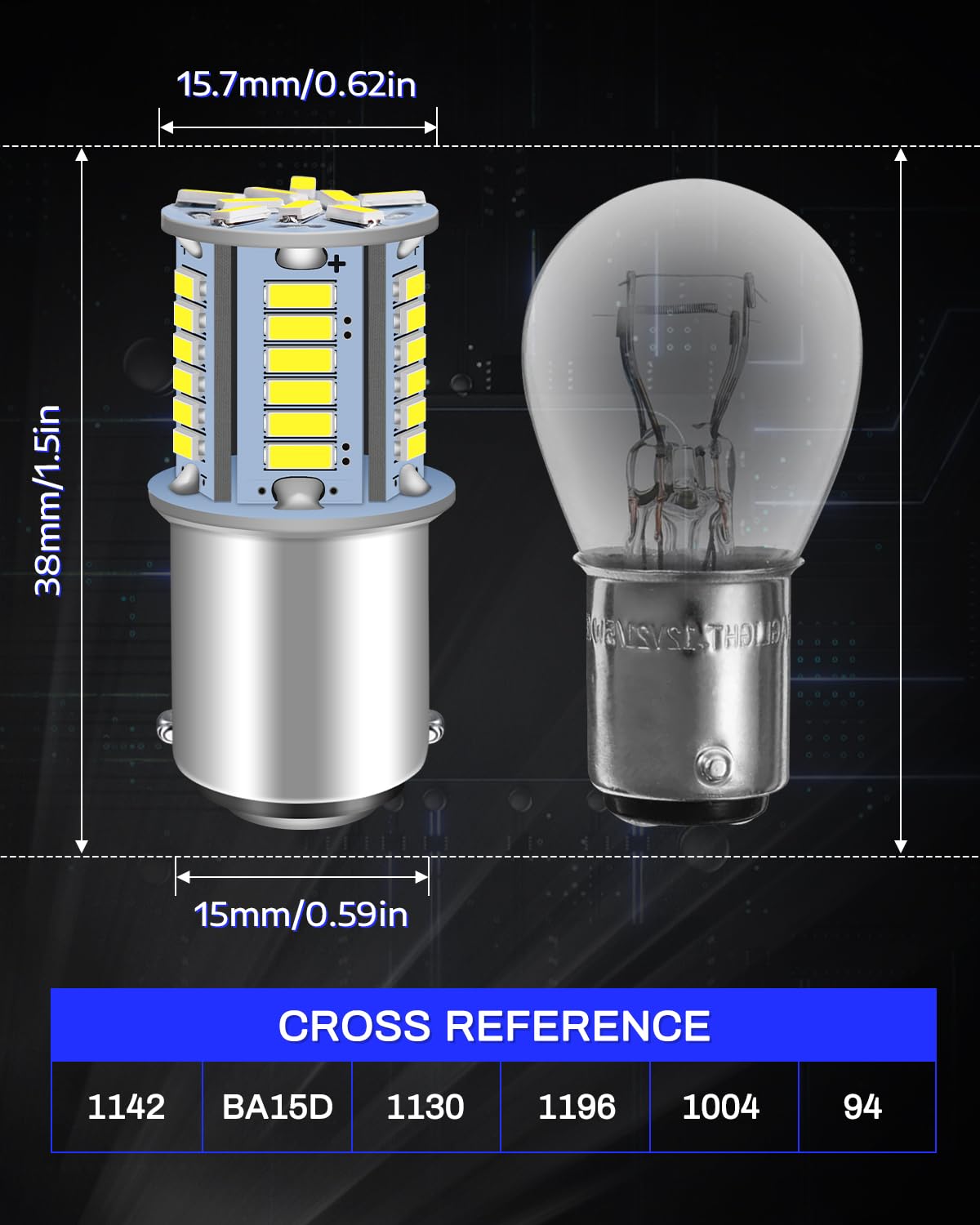 Lampadina LED BA15D 12V CC 39SMD bianca per interni camper barca giardino paesaggio