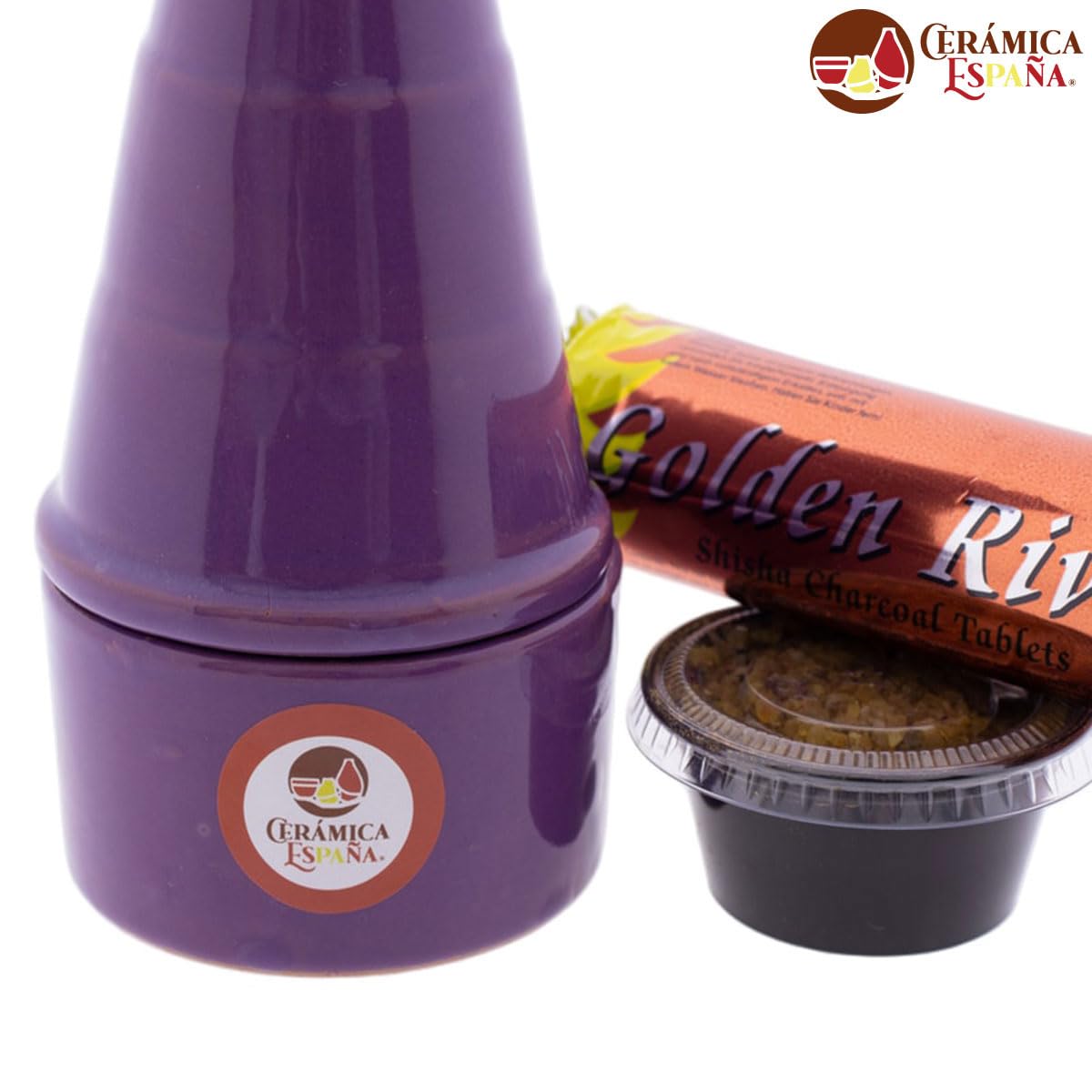 CERÁMICA ESPAÑA® | Incensiere camino viola | Incensieri religiosi | Incensieri in argilla | Incenso Pasqua | Bruciatore profumo | 8 x 8 x 18 cm | Accessori inclusi
