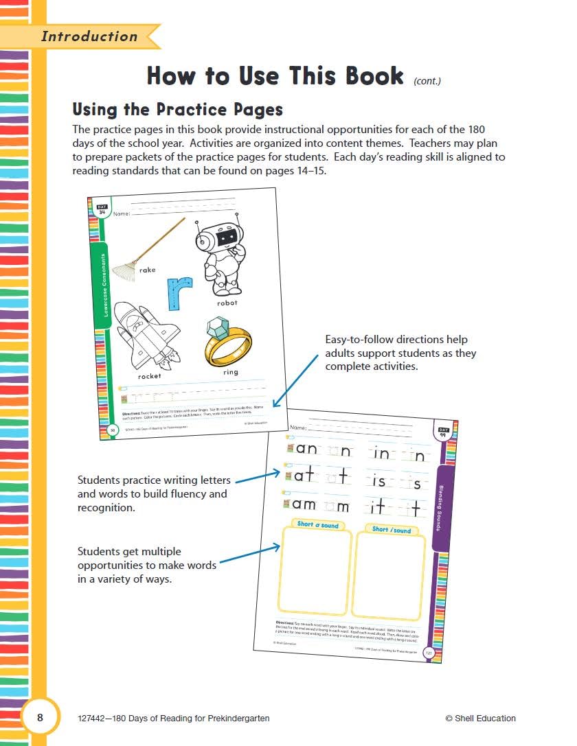 180 Days(tm): Reading for Pre-Kindergarten Practice Workbook for Classroom and Home, Cool and Fun Practice Created by Teachers (180 Days of Practice) - Image 4