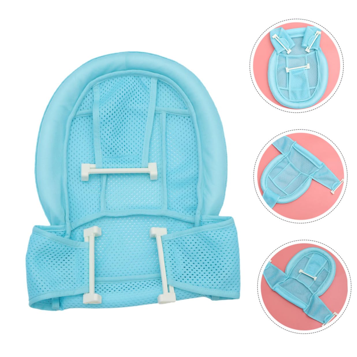 Yardwe 2pcs Bath Seat and Non-Slip Mesh Mat for Newborns Tub Support Cushion Blue Shower Seat for Bathing Safety