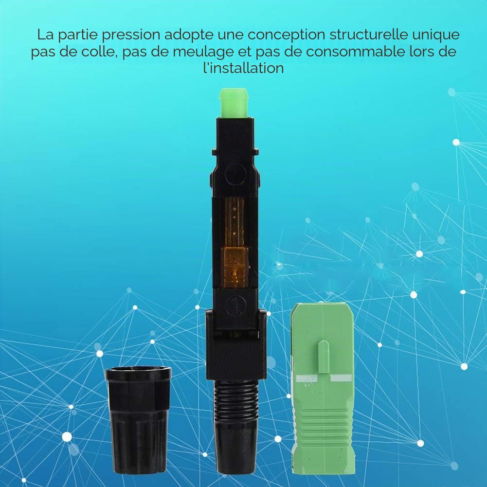 100 Pcs Fibre Optique Connecteur Rapide SC/APC Embarqué Fibre Optique Rapide Connecteur Rapide Adaptateur de Connexion avec Fibre Optique Longueur Capteur pour FTTH