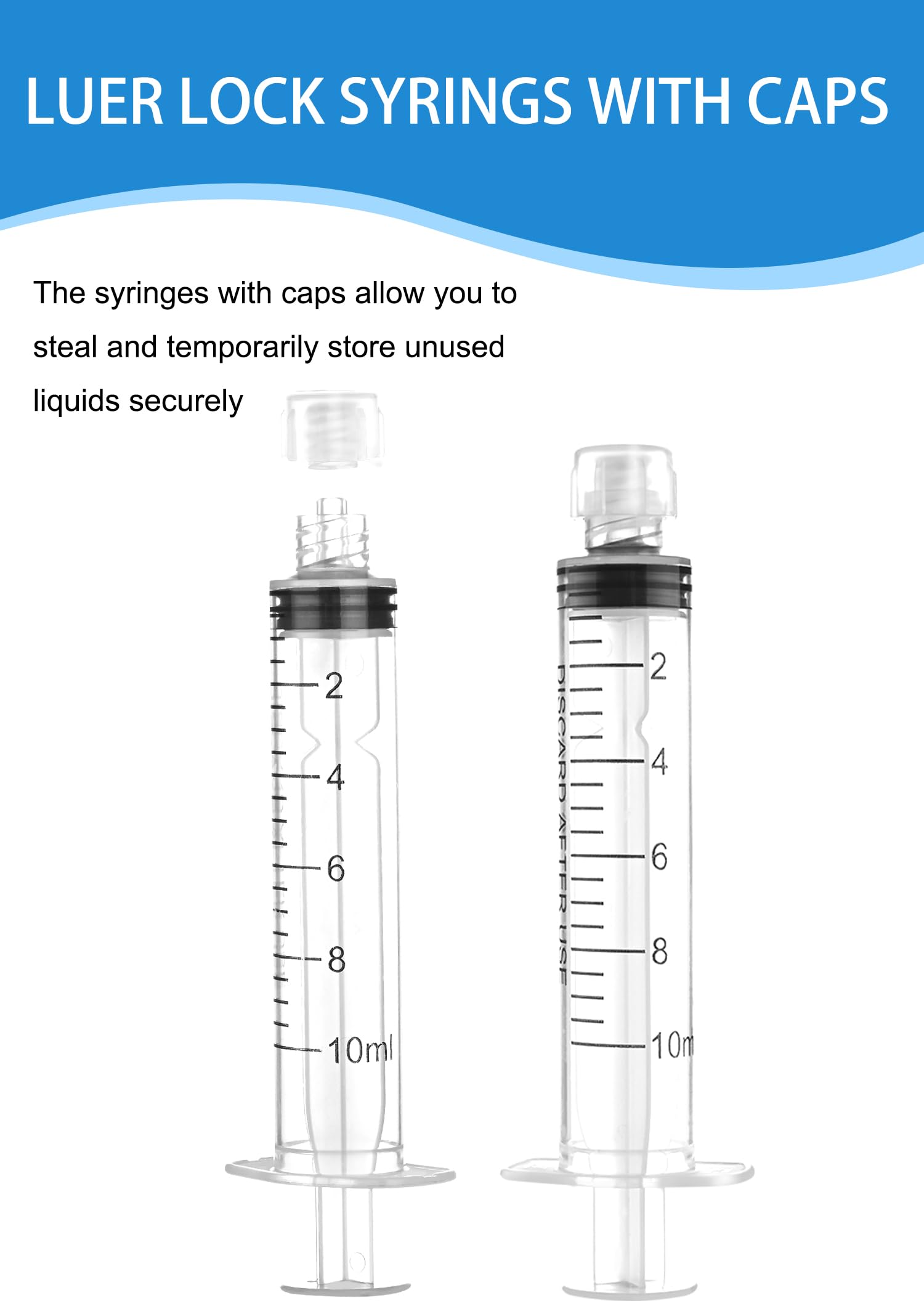 Luer Lock Syringe 10ml - Sterile Disposable Syringes 50 Pack — Amazon image 6