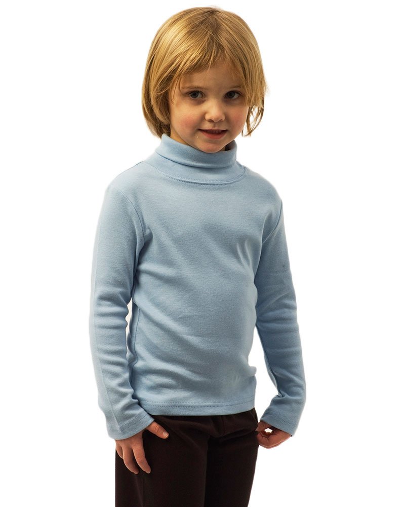 Monag Infant Long Sleeve Turtleneck T-Shirt, high Neck Cotton top, Unisex tee, Baby Blank top, 12-18m Sky