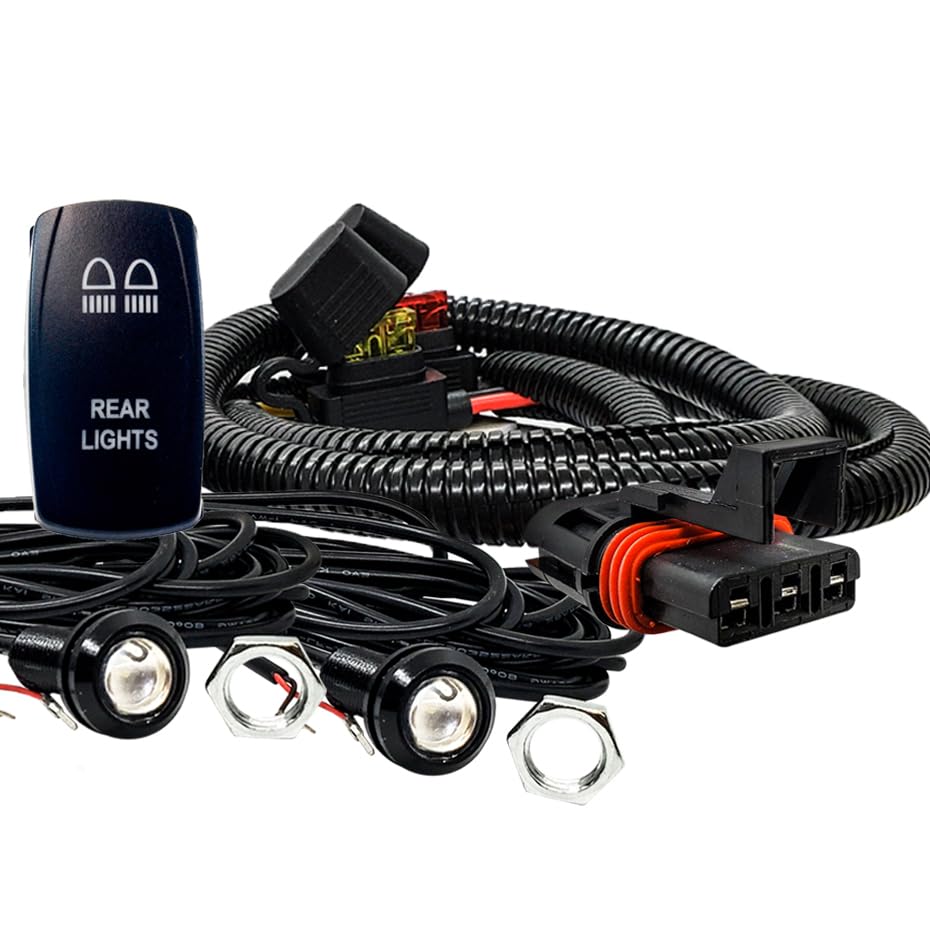 5/8 Inch Red LED 22mm Bolt Beam Rear Chase Light with Pulse Power Busbar Plug Wire Harness Compatible with Polaris Pulse Power Busbar RZR Pro Ranger Crew XP 2018-2023