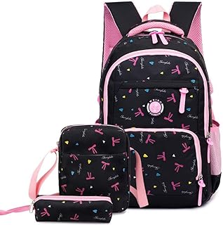 Zaini Zaini Scuola Bambini Impermeabili Per Ragazze Zaini Scuola Principessa Zaini Stampa Bambini Set Zaini Scuola,Black2