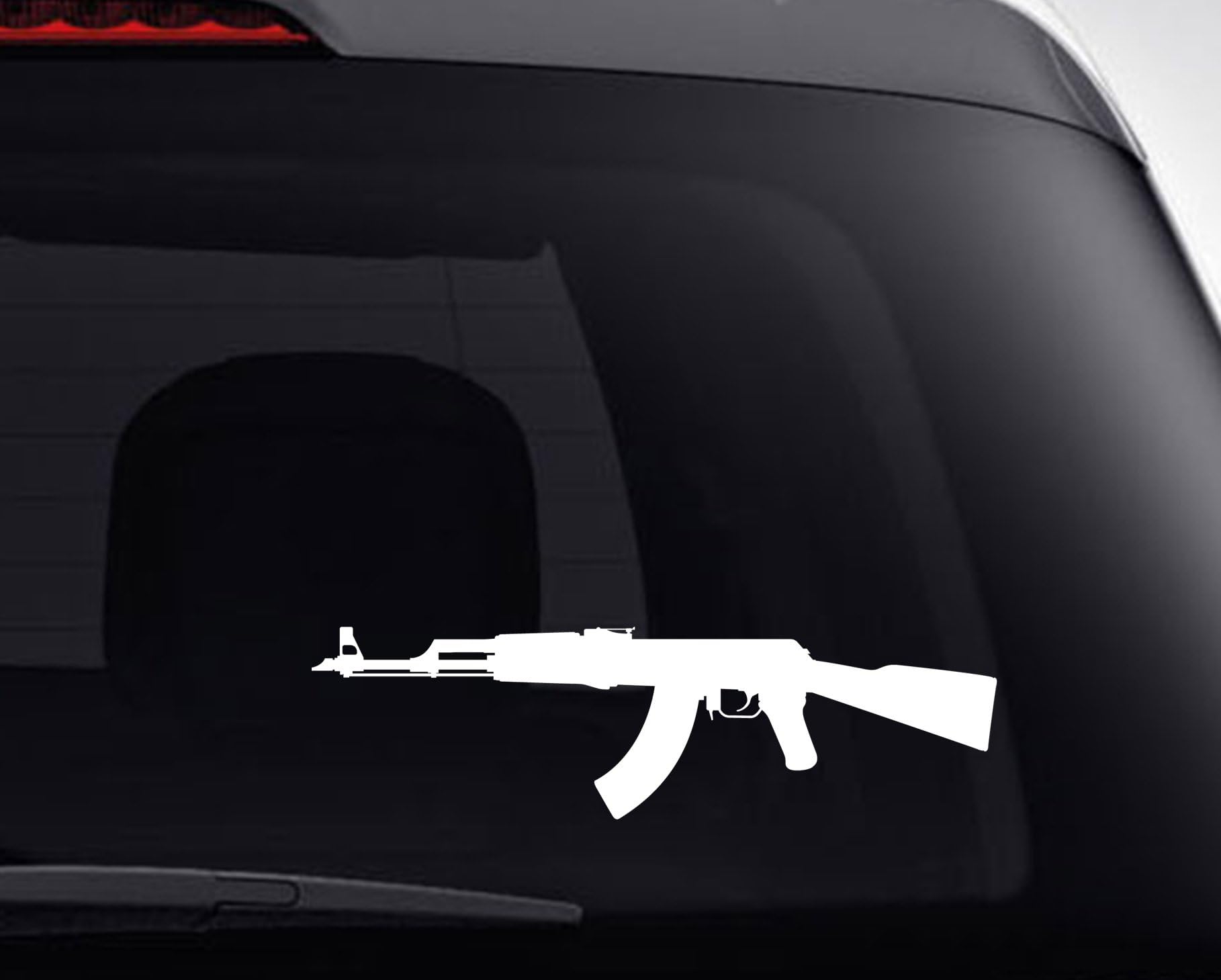 Large AK 47 10" White Vinyl Decal/Sticker.