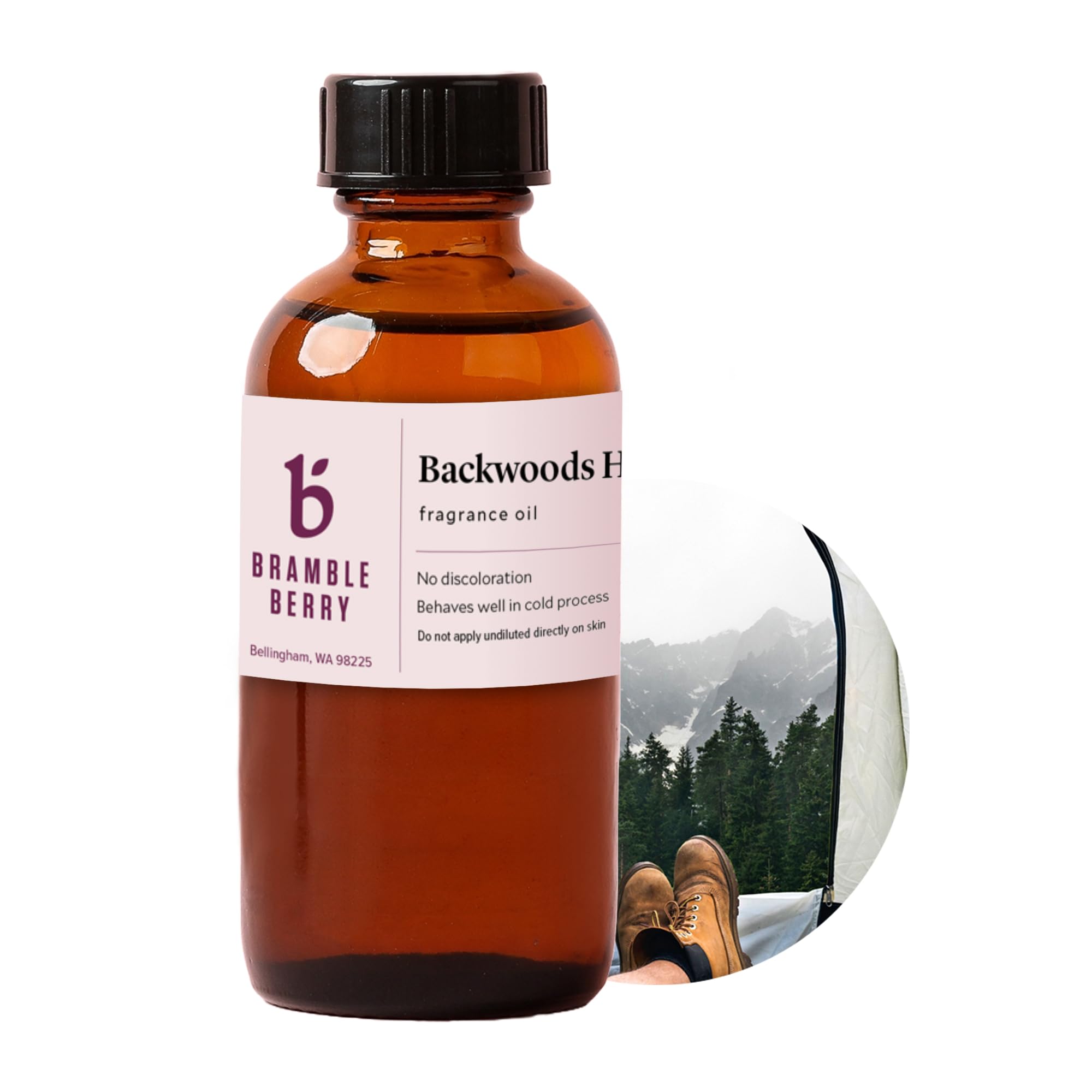 Bramble Berry Backwoods Hike Fragrance Oil 2 oz | Earthy Cedar, Patchouli &amp; Spice Scent with Amber &amp; Lavender for Soap Making, Candles, Beard Oil &amp; Lotion | Skin Safe, Vegan, Paraben &amp; Phthalate Free