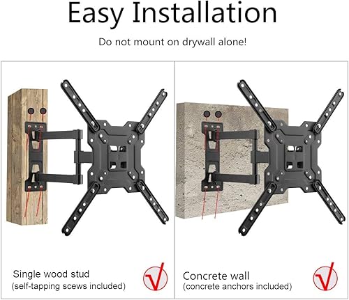 Miniatura 6 de Suptek Soporte de pared giratorio e inclinable para la mayoría de soportes de TV de 23 a 55 pulgadas de hasta 55 libras máximo VESA 15.748x15.748 in