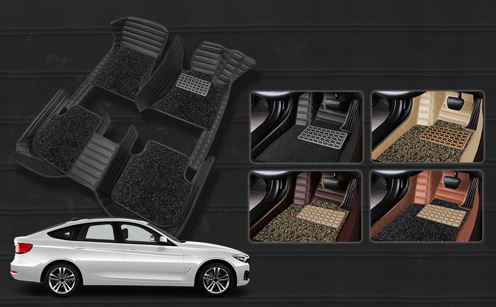Image of KA10 10D Car Floor Mats for Tata Sierra 2026 | Custom Fit Waterproof Luxury Leather | All-Weather Diamond Stitch Protection | Anti-Skid, Full Set Wall-to-Wall Coverage | (Full Black)