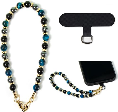 Dije para teléfono con cuentas de mármol, cordón para teléfono celular con pestaña de amarre, correa de cadena para teléfono, correa de muñeca manos