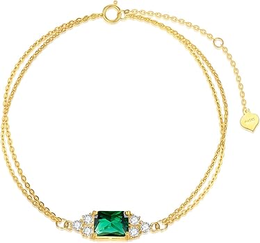 Amazon | FENCCI 14Kゴールドエメラルドブレスレット、女性用イエロー