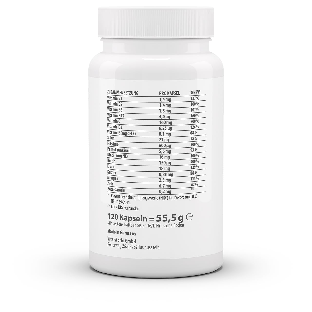 3er Pack Vita World Multivitamin A-Z ohne Vitamin K Jodfrei 3 x 120 Kapseln Vegan Apotheker-Herstellung