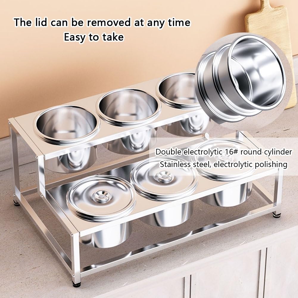 Bandeja con Compartimentos para Condimentos Gastronorm De Acero Inoxidable, Estación para Pizzas con Tapa, Organizador De Especias para Mostrador para Restaurantes(57x55.5x26cm)