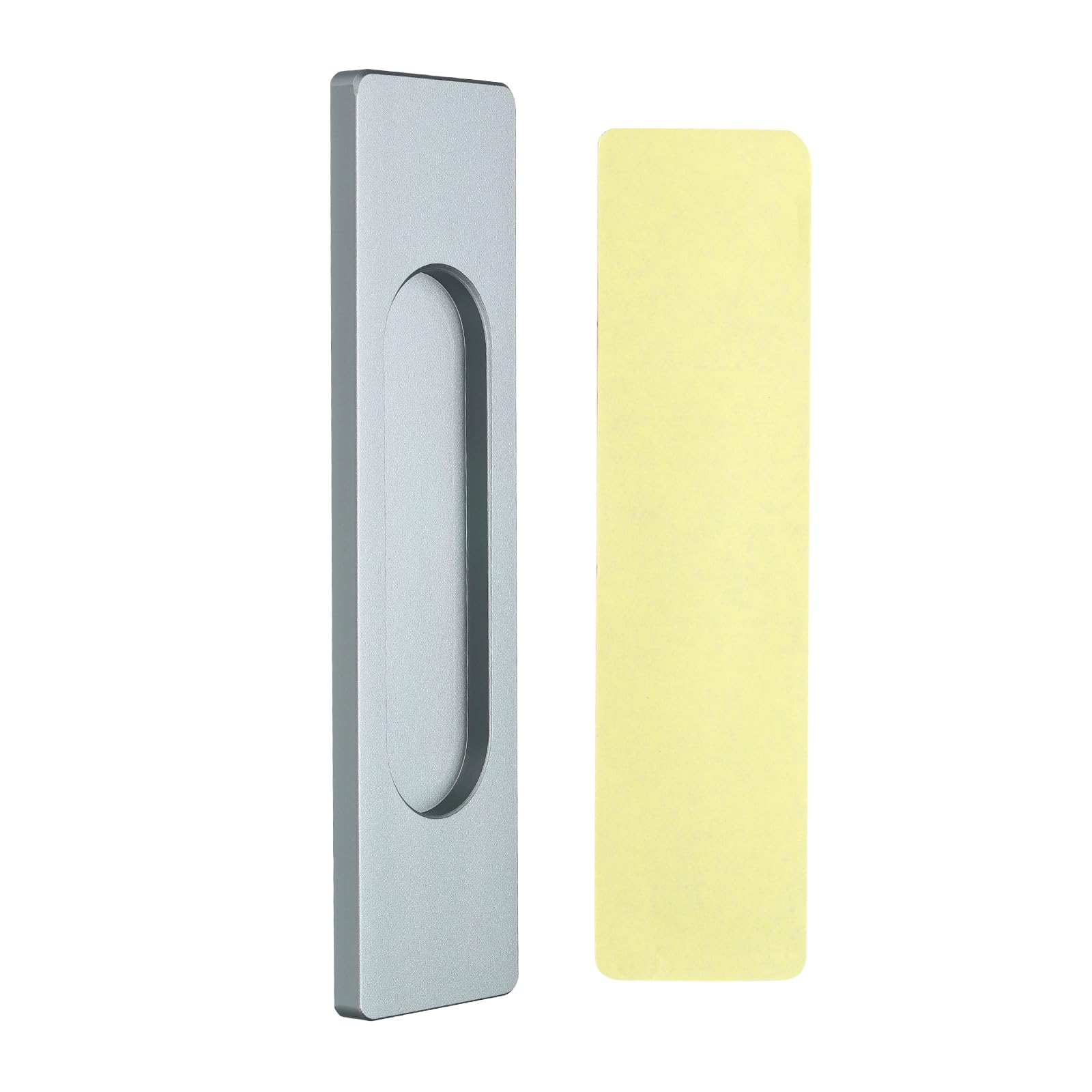 sourcing map Self-Stick Sliding Door Pulls, Aluminum Alloy Recessed Finger Flush Pulls Rectangle Sliding Door Handles for Glass Doors Windows Drawers Dressers Cabinets(Gray, 150mm)