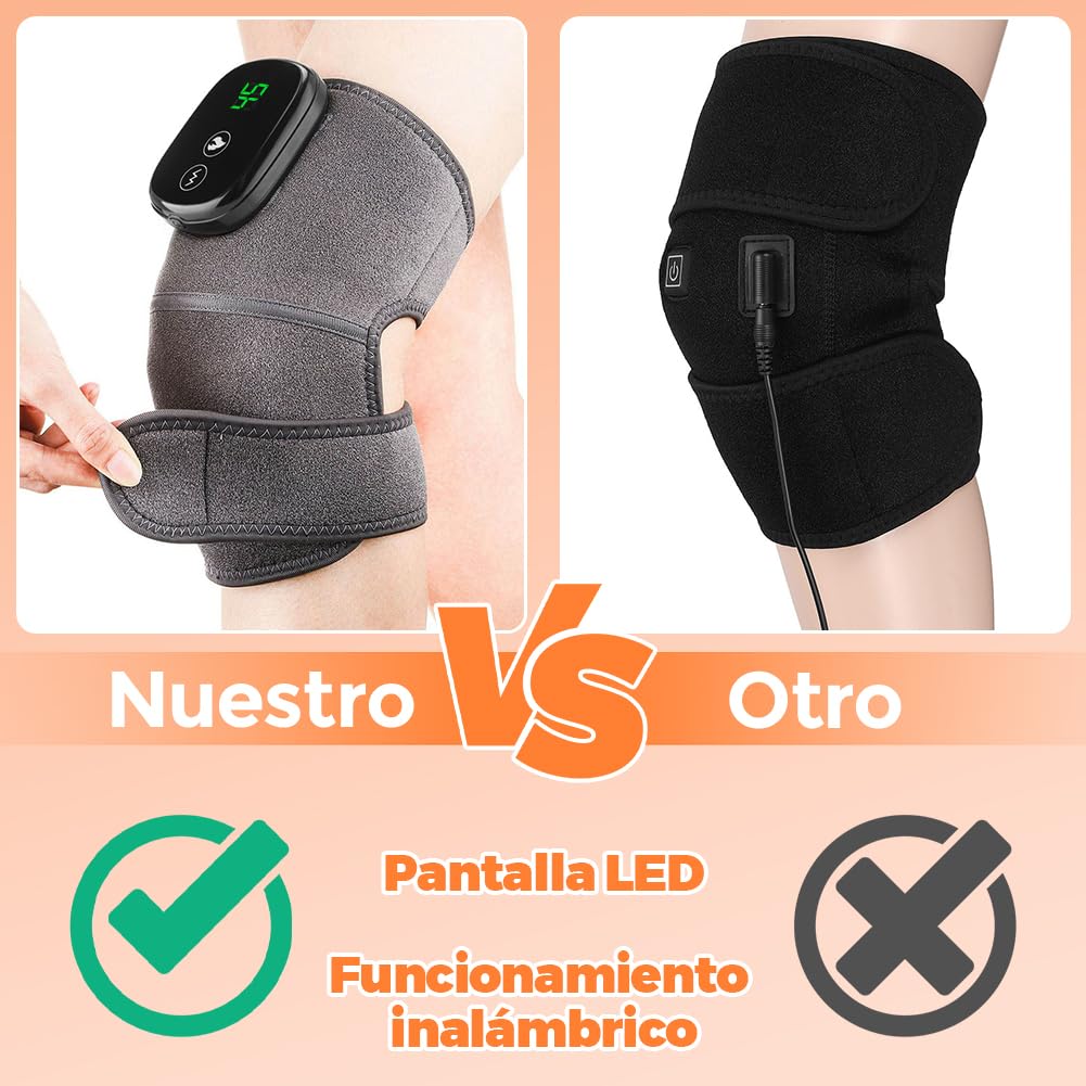 Tiiyee Masajeador de Rodilla Inalámbrico, 3 en 1 Rodillera Térmica con Pantalla Táctil LED Masajeadora Rodilleras Electrica de Rodillera Masajeadora para Hombro Codo Aliviar la Tensión Muscular