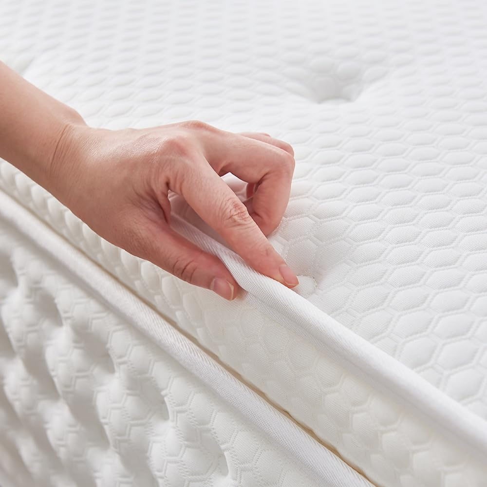 Hiepunos Matratze 120x200 cm 26cm Höhe 7-Zonen Federkernmatratze Orthopädische Taschenfederkernmatratze mit Comfort Memory-Schaum Schicht, Härtegrad H3, Rückenentlastende,100 Nächte Probeschlafen