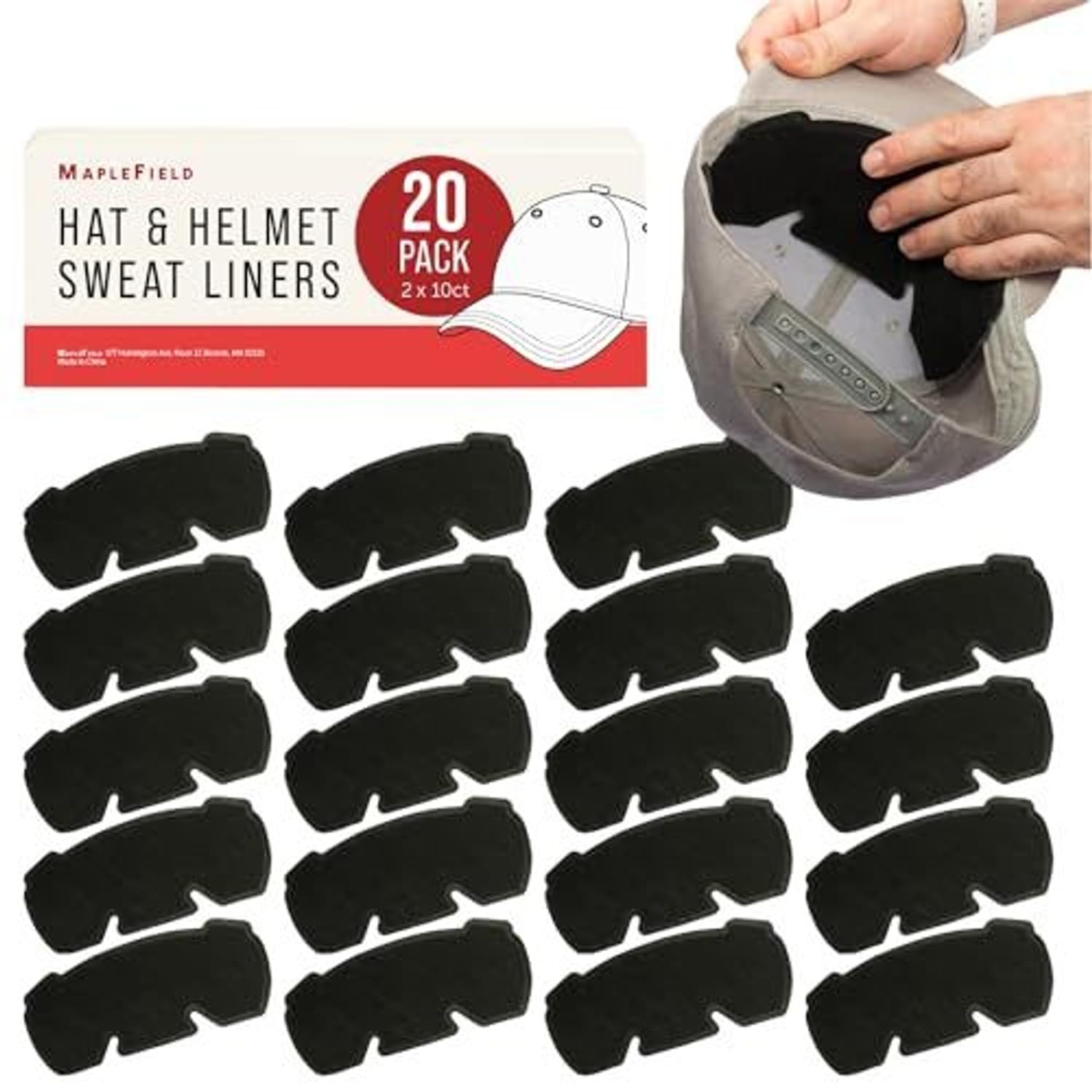 Ultra Absorbent 3-Layer Disposable Hat & Helmet Sweat Liner – Stops Stains, Protects Face & Eyes from Sweat
