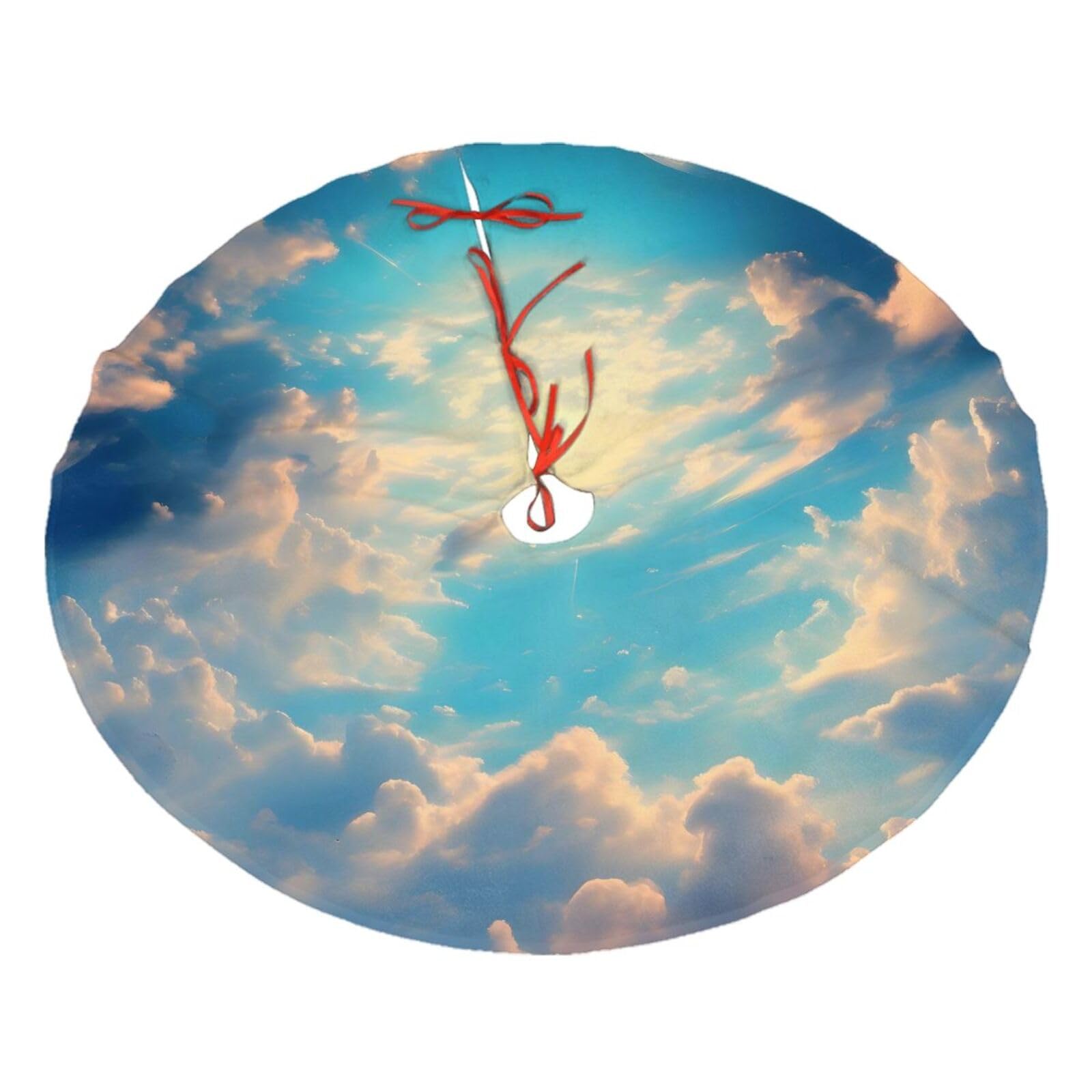 Cloudy Sky Printed Christmas Tree Skirt Christmas Plush Tree Skirt 48 inches (About 112.2 cm) Christmas
