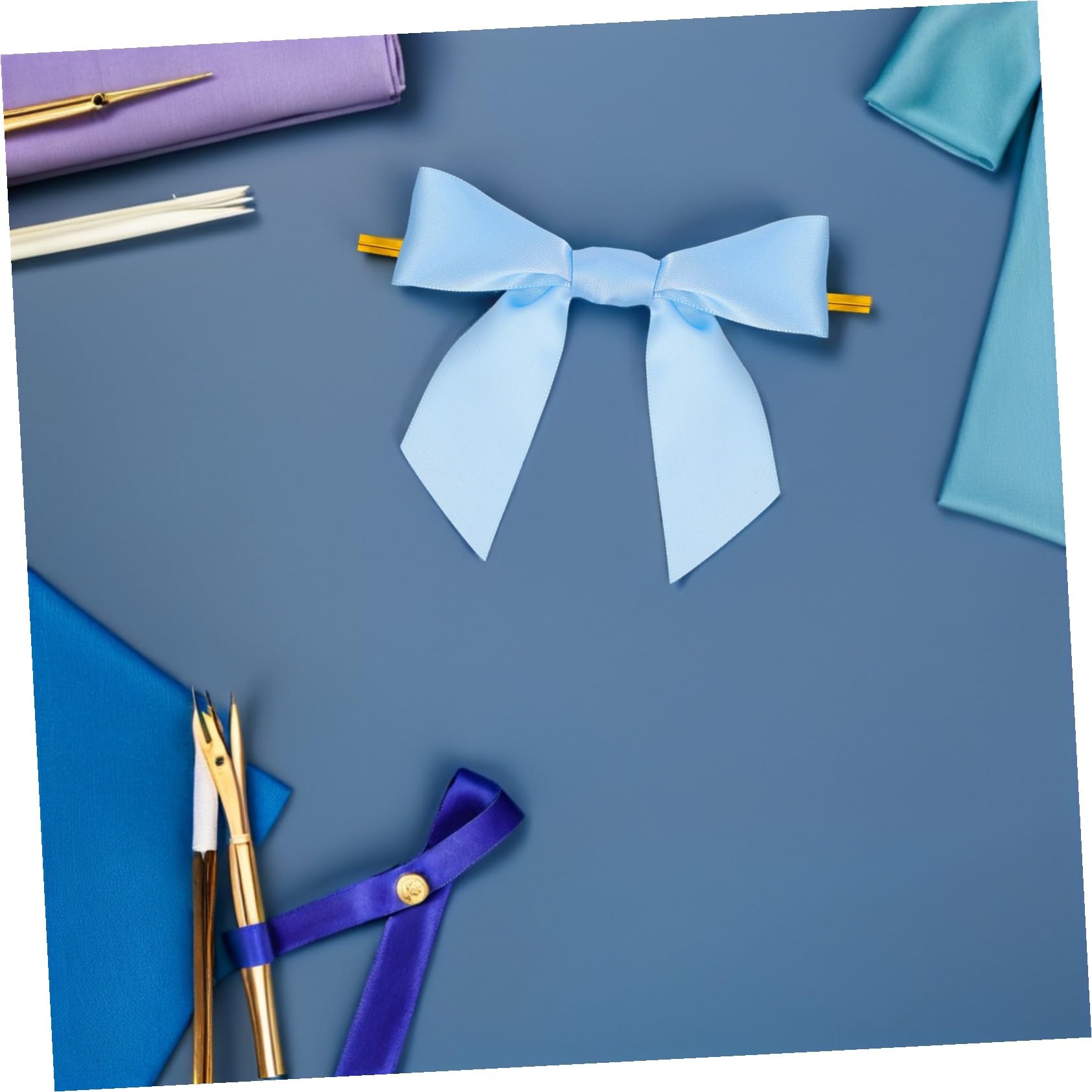 PLAFOPE 100 Piezas Lazos para Bolsas Regalo Azul Moños Preatados para Manualidades Decoración de Fiestas Bodas y Cumpleaños