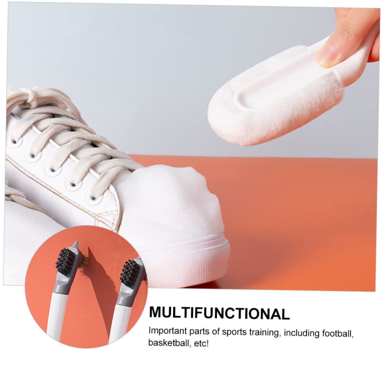 Healeved 3pezzi Spazzola Multifunzionale Per Pulizia Scarpe Spazzola U-shaped Per Sneakers e Stivali Setole Naturali Strumento Di Lavaggio Per Uso Domestico Bianco