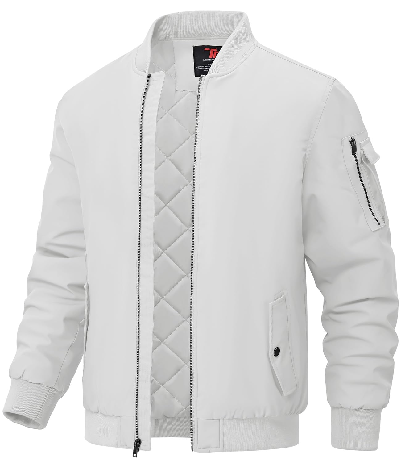 BGOWATU Men's Jacket Windproof Quilted Bomber Jackets Casual Fall Winter Warm Padded Coats Outwear