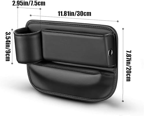 Miniatura 2 de Organizador de cuero para asiento de automóvil con soporte para tazas, caja de almacenamiento ajustable multifuncional para teléfonos, llaves,