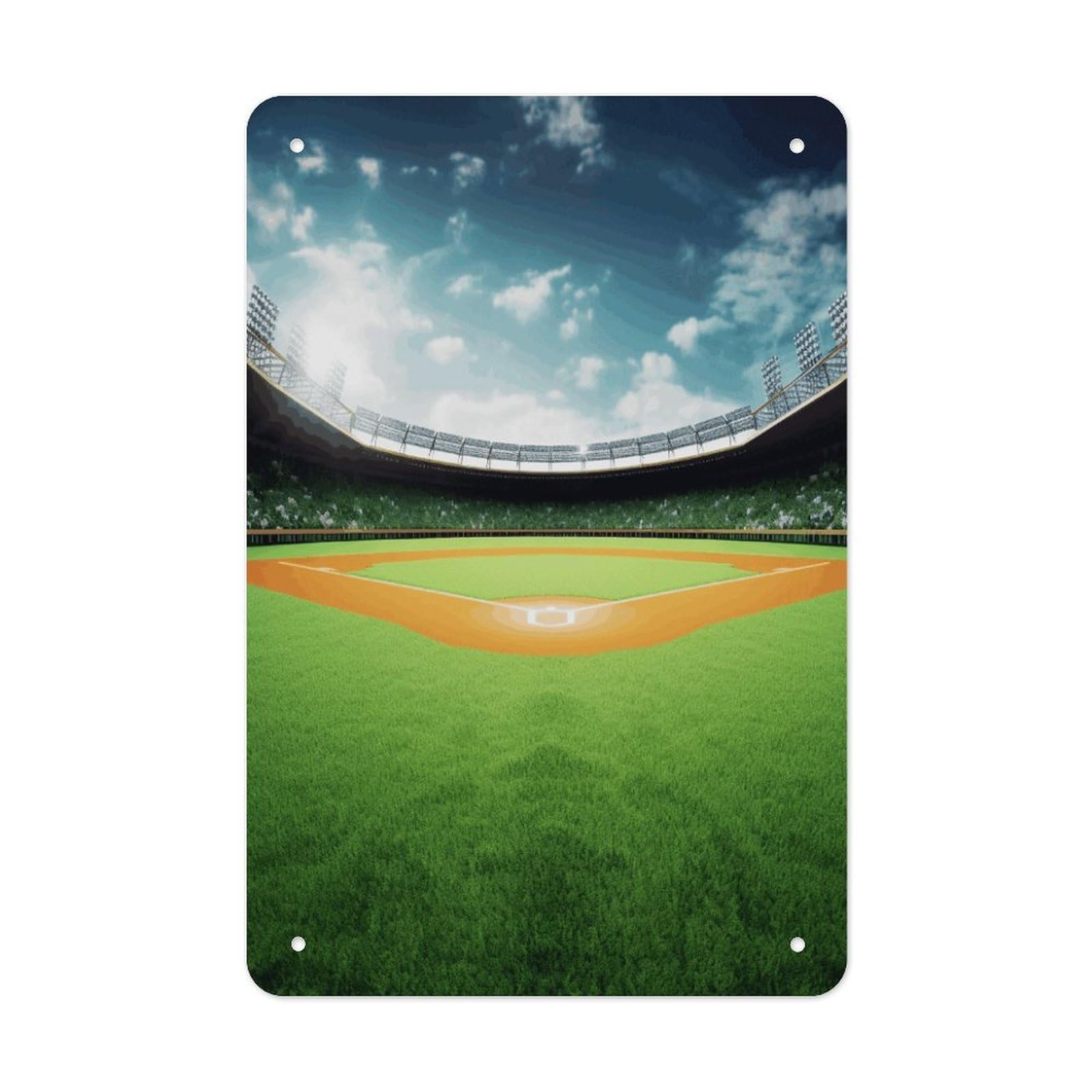 Green Baseball Field Backdrop Metal Tin Sign Wall Decor Funny Retro Sign Weatherproof Metal Wall Art for Indoor Or Outdoor Retro Tin Signs for Kitchen Office Home Bar Decor 11.8 X 7.9 Inch