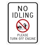 KENSILO Please Turn Off Engine with No Idling Tin Signs Metal Poster Wall Decor Warning Sign 16 x 12 inches