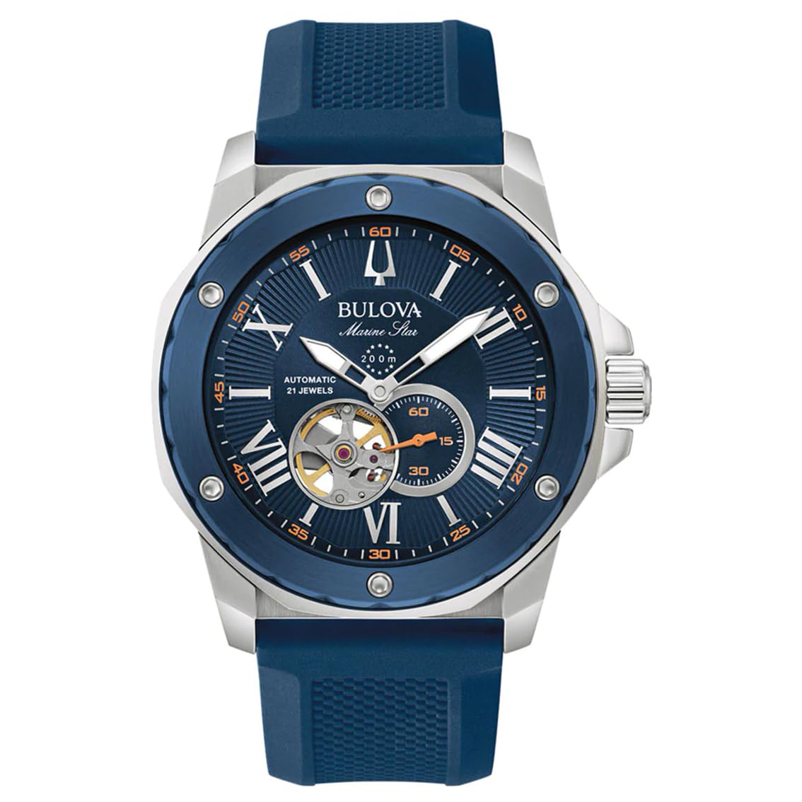 Bulova Orologio Uomo 96B255, Cronografo Al Quarzo, Cassa In Acciaio 43mm, Impermeabile 100m, Collezione Marine Star