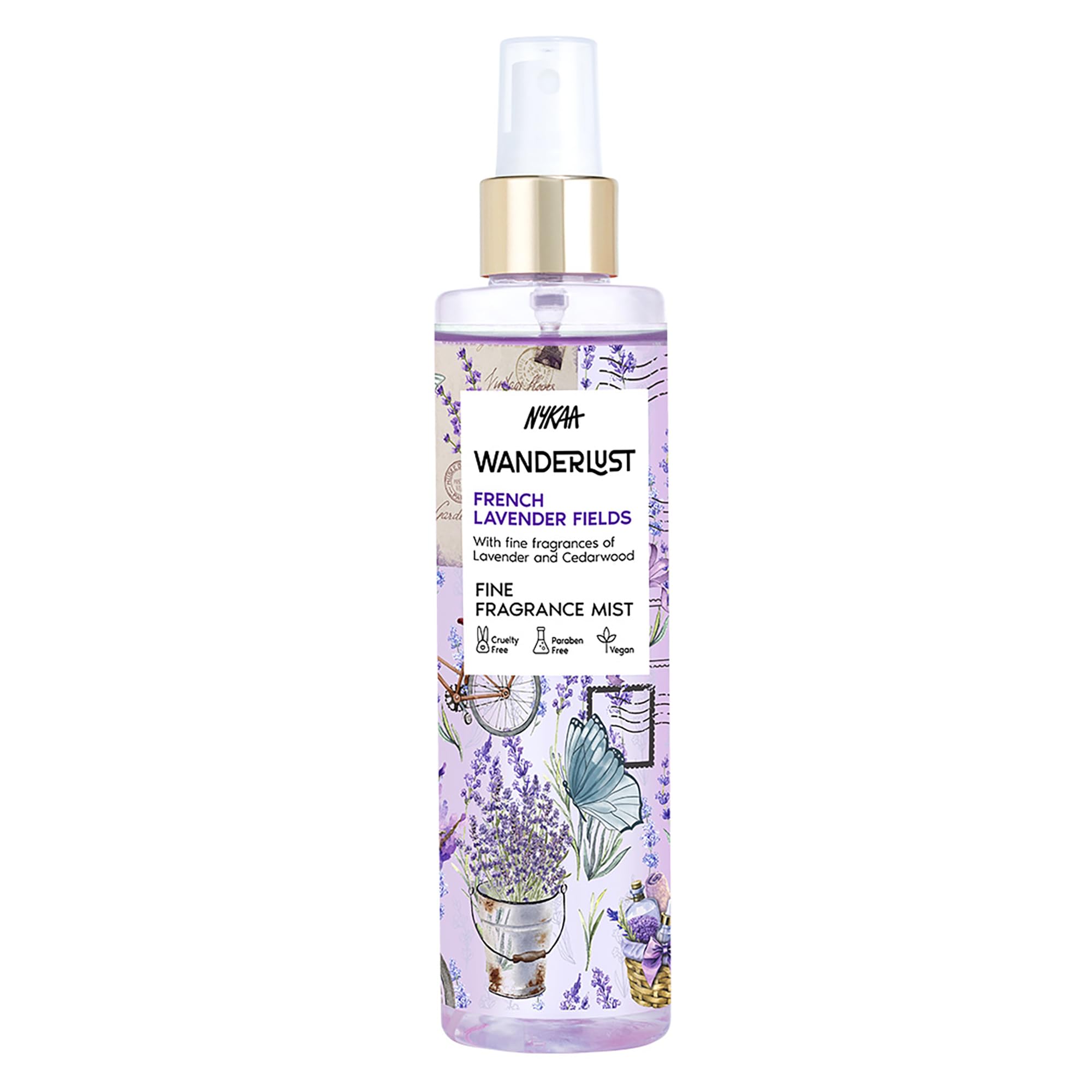 Nykaa Wanderlust Bath and Body Wanderlust French Lavender Fragrance Mist, 200 Ml| Body Mist For Women| Long-Lasting Lavender Fragrance| Paraben Free, Cruelty Free, Vegan Formula