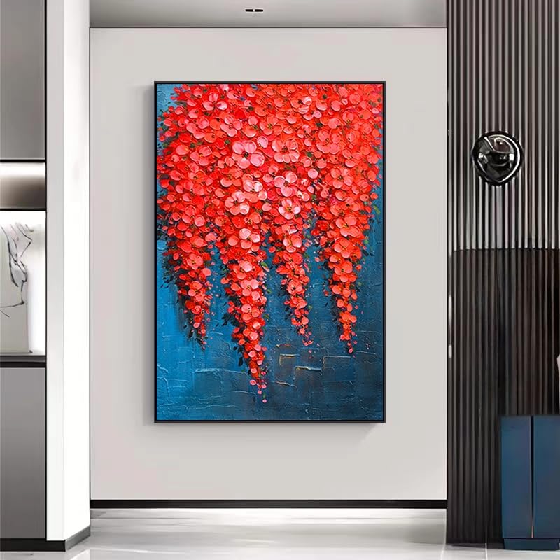 Tableau peinture à l'huile original fait main, art floral abstrait unique
